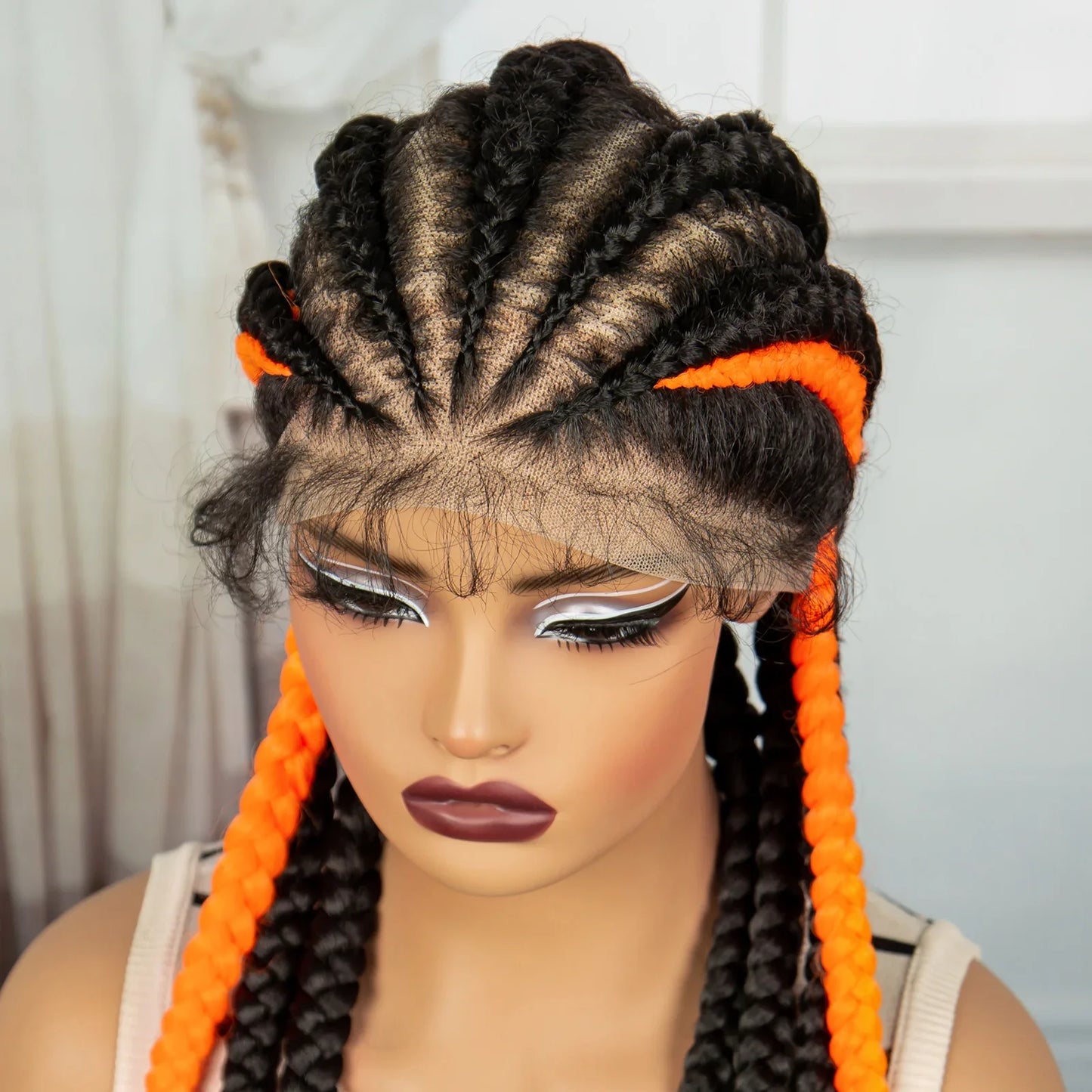 Natural Afro Kinky Curly Cornrow Braids Wig | Full Lace | Baby Hair