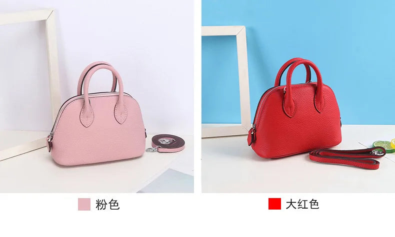 Shell Bag Women's Messenger Bag | Cow Leather Simple Shoulder Bag & Fashion Ladies Classic Handbag (Small Mobile Phone Crossbody Bag)