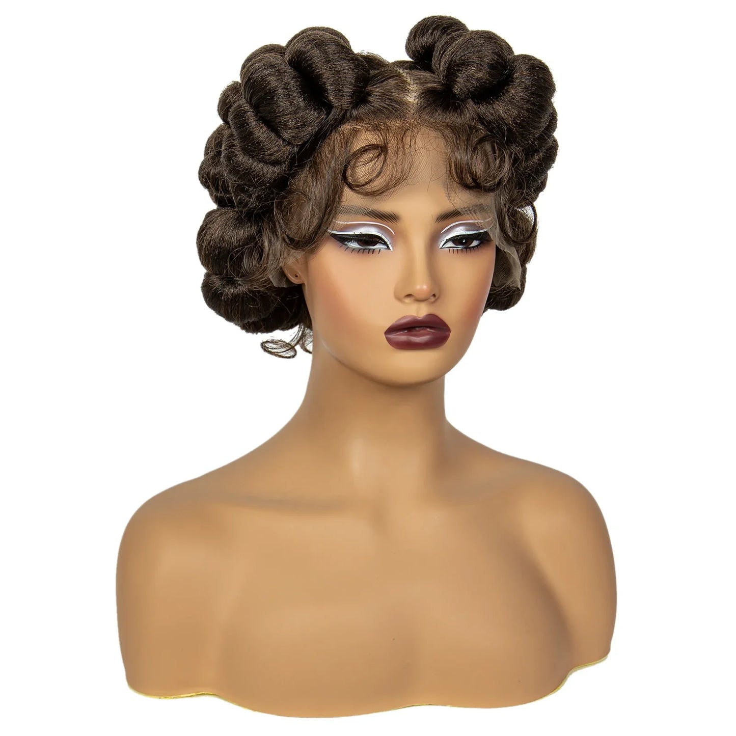 Short Cute Bantu Knotless Braids Wig | Transparent Full Lace | Handmade
