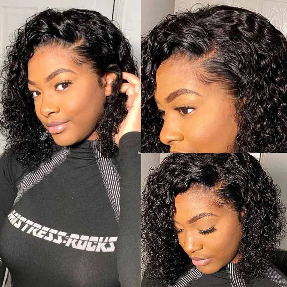 12A Water Wave Bob Wig | Glueless Lace Front Wig | Brazilian Remy Hair | Pre-Plucked