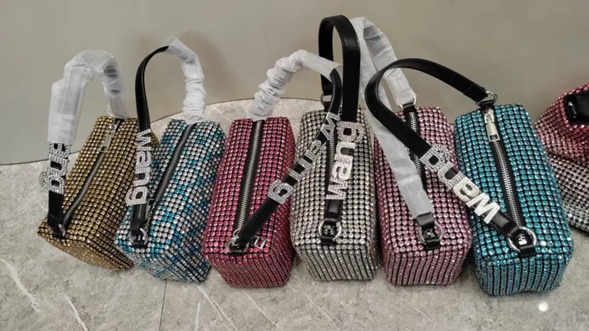 Super A Rhinestone Light Luxury Bag | Women's Summer High-End Texture Messenger & Portable Dinner Bag (Shiny Full Diamond Crossbody)