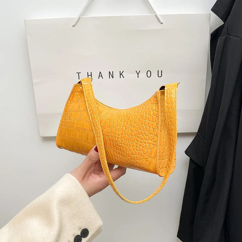 Solid Color PU Leather Women's Underarm Bag | New Luxury Designer Female Casual Shoulder Bag (Tote Clutch Purse & Banquet Handbag)