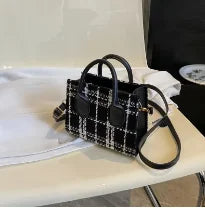 Women's Mini Handbag & Ladies Pouch | Fashion Check Pattern Shoulder Bag & Crossbody Messenger Bag (Lightweight Simple Elegant Tote)