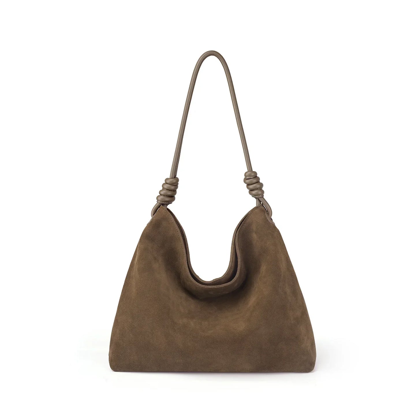 All-Match Chamois Matte Suede Cowhide Leather Tote | Large Capacity Designer Maillard Dressing Coffee Winter Ladies Handbag