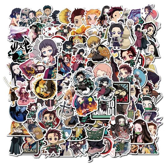 100Pcs Demon Slayer Japanese Anime Stickers Graffiti Skateboard Refrigerator Decorated Notebook Luggage Waterproof Sticker