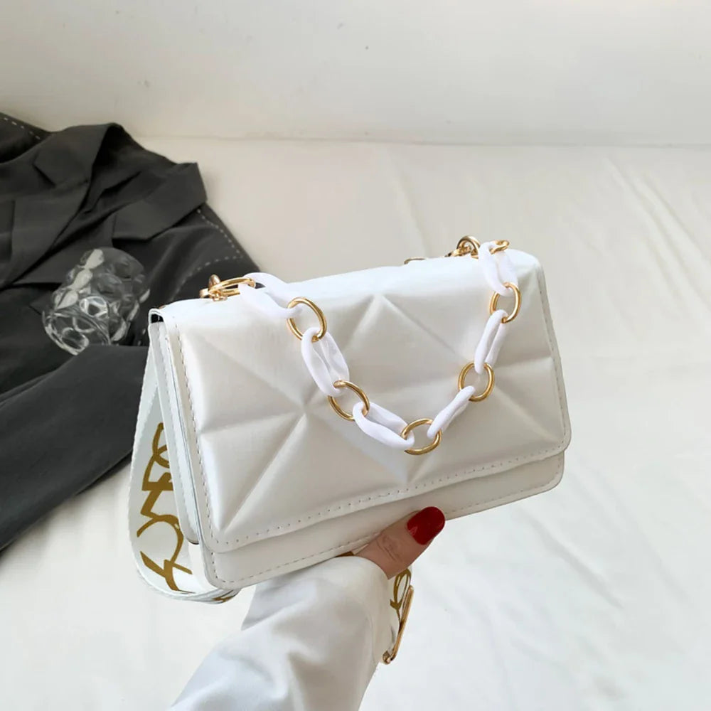 Winter Large Shoulder Bags for Women | Stone Pattern PU Leather Crossbody Bags & Brand Pink Tote Handbags (Chains Shopper Clutch Purse)