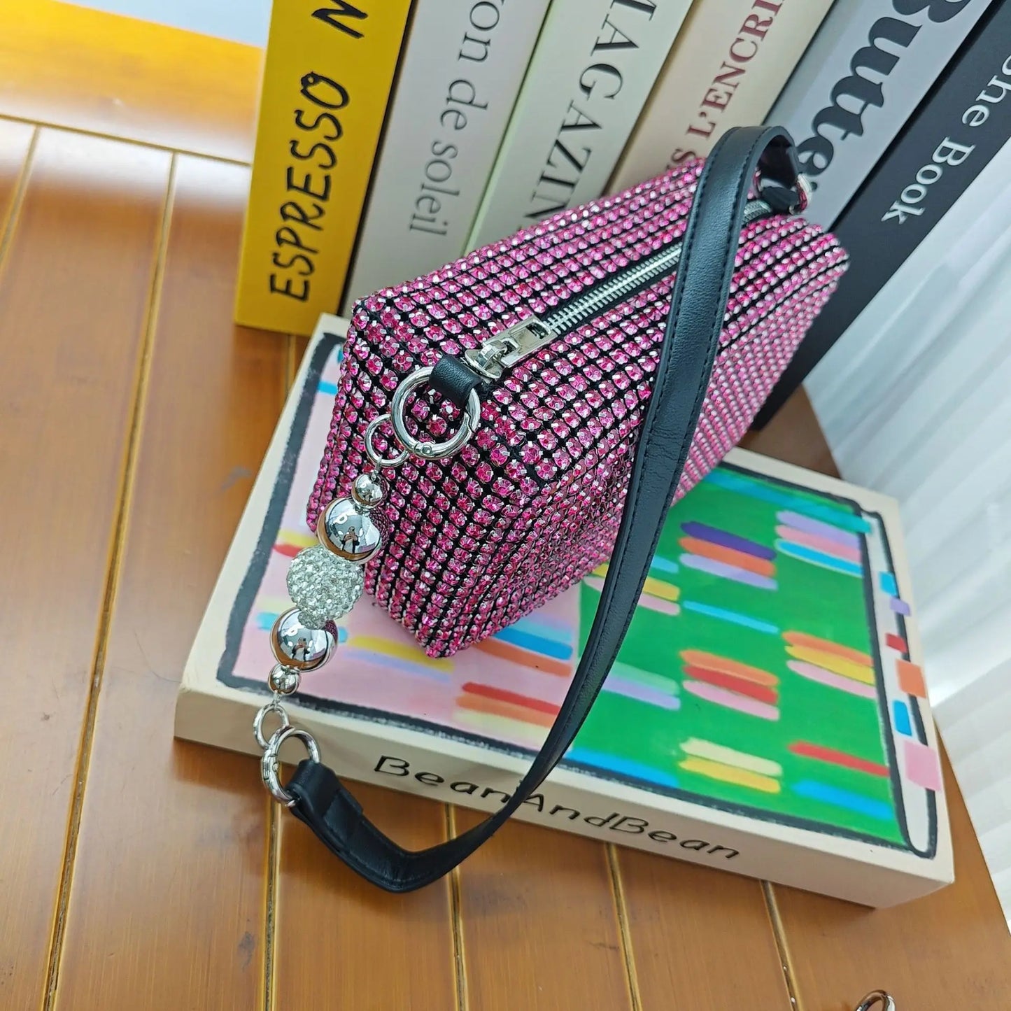 Super A Rhinestone Light Luxury Bag | Women's Summer High-End Texture Messenger & Portable Dinner Bag (Shiny Full Diamond Crossbody)