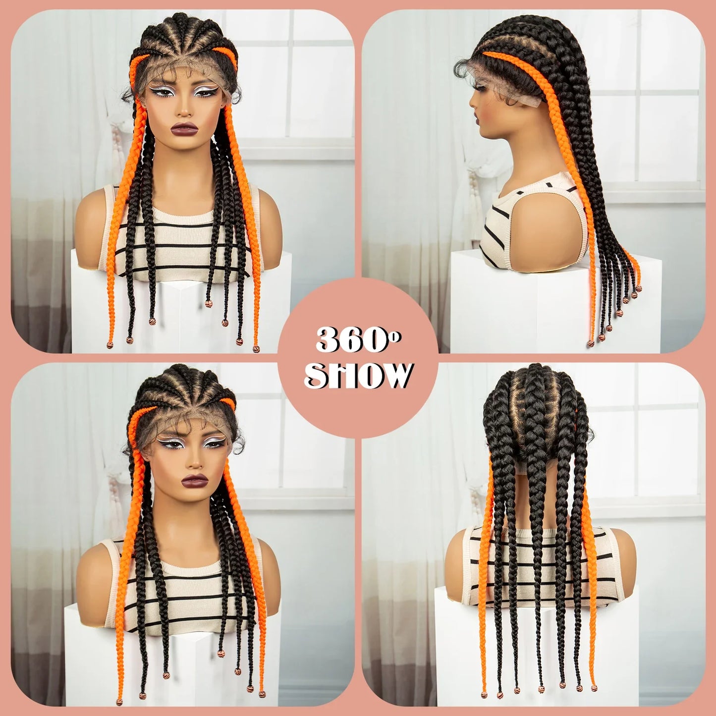 Natural Afro Kinky Curly Cornrow Braids Wig | Full Lace | Baby Hair