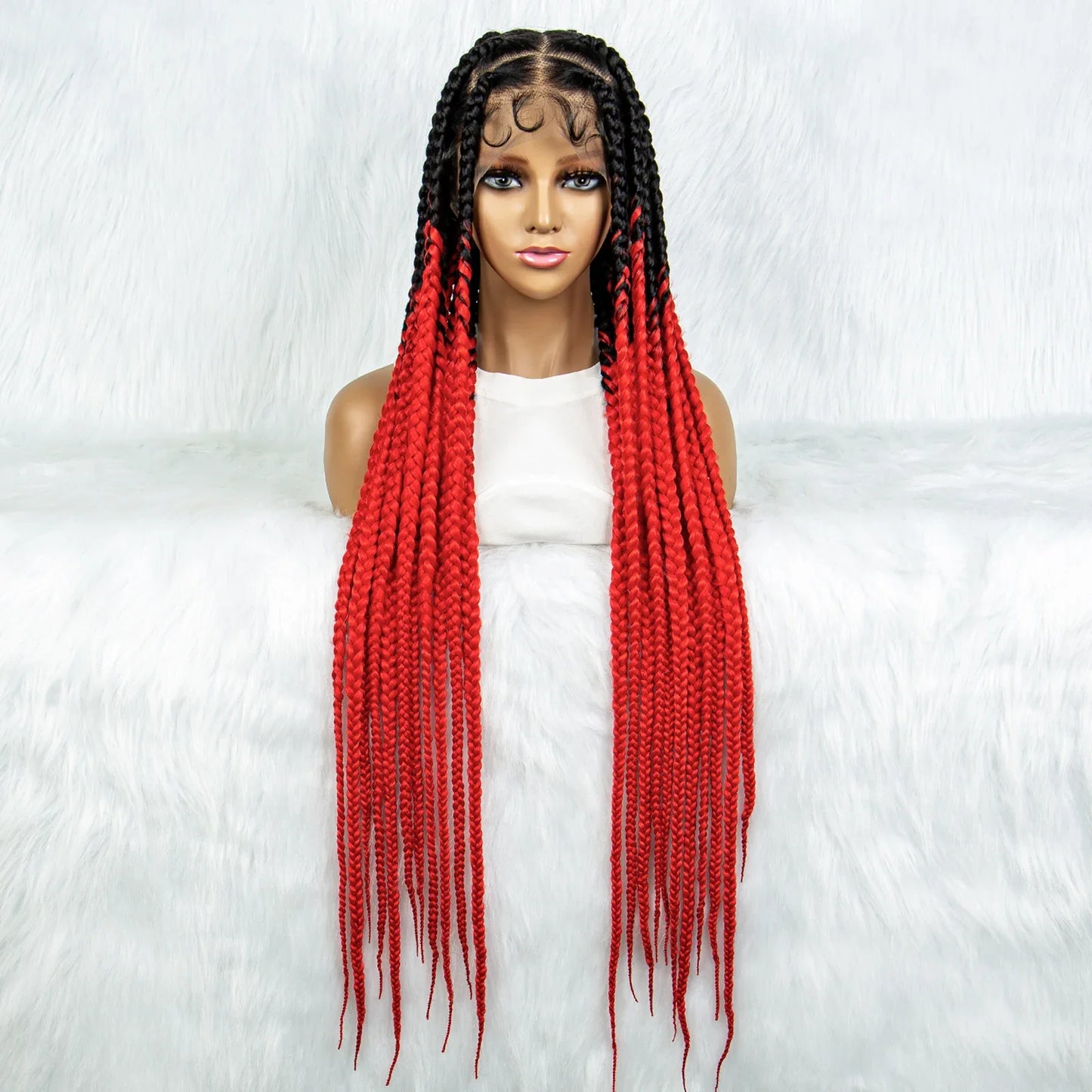 KIMA 36" Colorful Knotless Box Braids Wig | Lace Front & Baby Hair