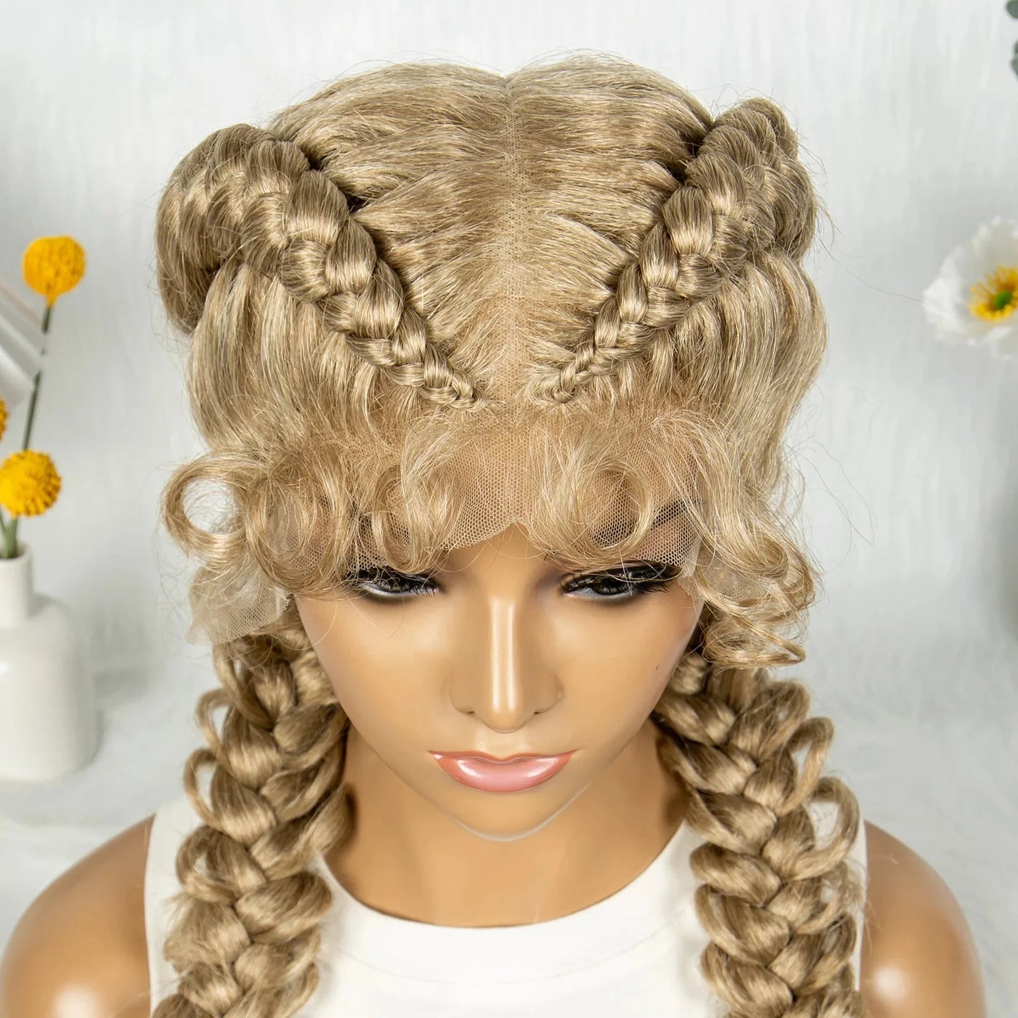 36" Twisted Braids Lace Front Wig | 13x1 | Senegalese Twist | Baby Hair | Handmade Synthetic Braids