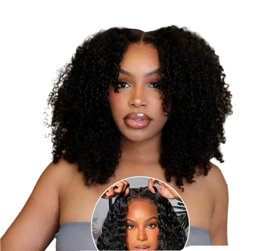 10A 6x4 Glueless HD Lace Front Kinky Curly Wig | Pre-Plucked | Bleached Knots | 210% Density | Ready to Wear | Brazilian Remy Hair