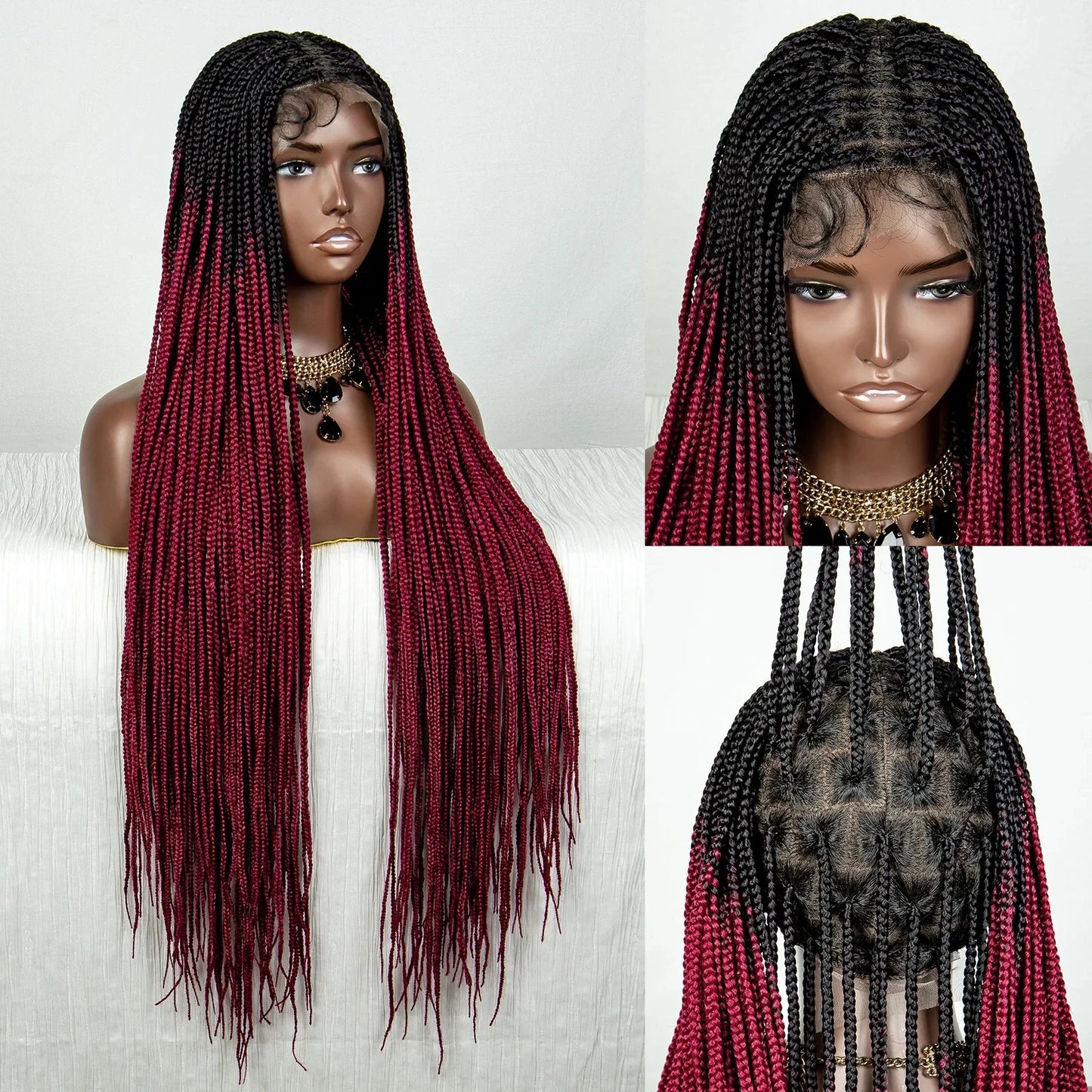 Straight Orange Knotless Box Braids Wig | HD Full Lace Frontal | Baby Hair
