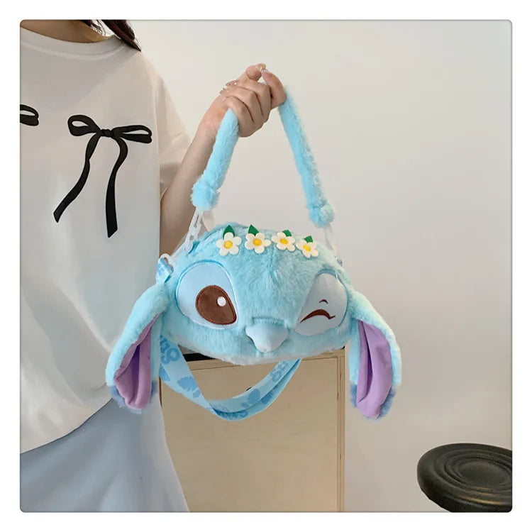 New Disney Cartoon Stitch Plush Backpack | Girls Cute Ins Shoulder Messenger Bag (Parent-Child Gift)