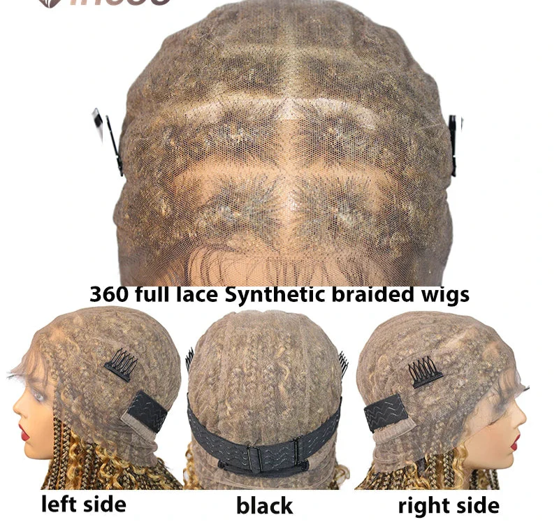 12" Goddess Boho Bob Braids Wig | 360 Lace Frontal | Curly Ends | Ombre & Color Options | Baby Hair