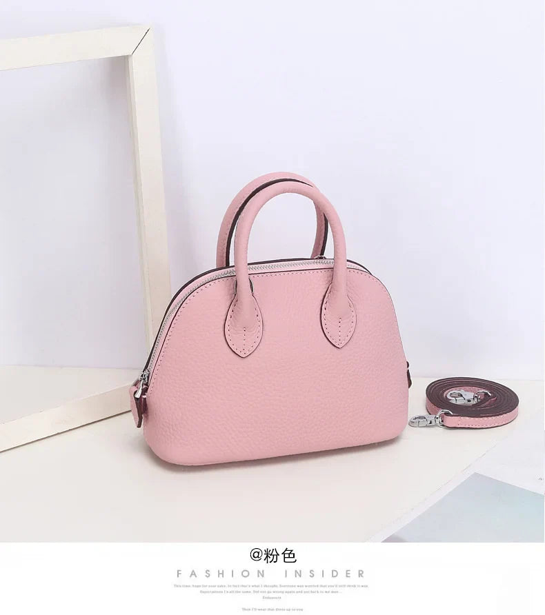 Shell Bag Women's Messenger Bag | Cow Leather Simple Shoulder Bag & Fashion Ladies Classic Handbag (Small Mobile Phone Crossbody Bag)