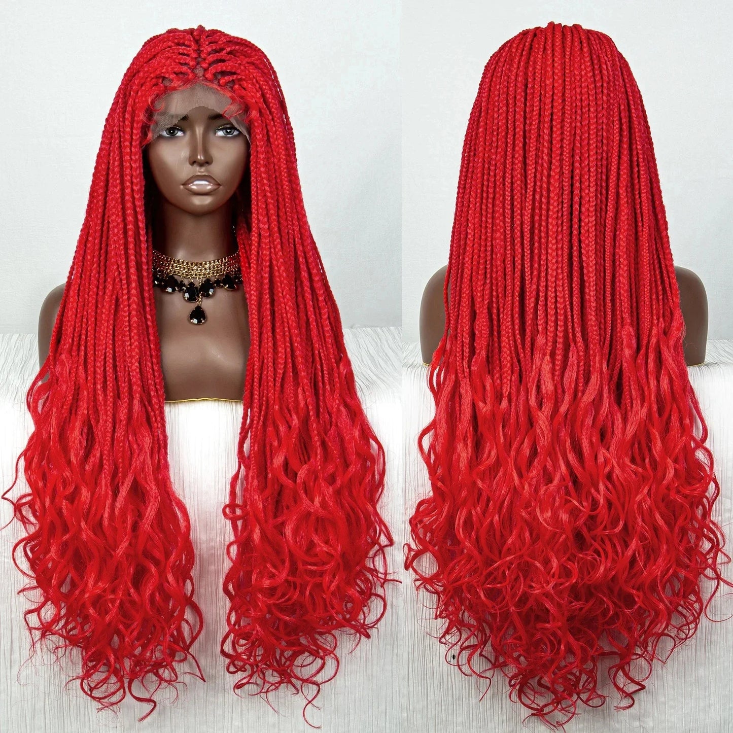 36" 613 Blonde Braided Wig | Lace Front | Baby Hair | Colored Braids