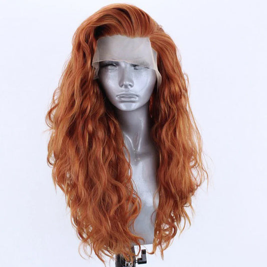 13x4 Ginger Wavy Lace Front Wig | Heat Resistant Synthetic Hair | Cosplay | Long Wavy Wig | Blonde