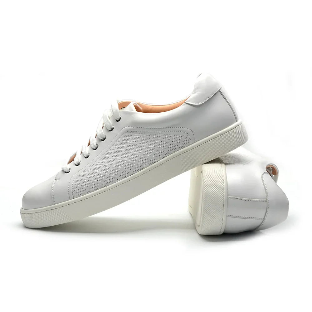 Luxury Designer Men's Genuine Leather Skateboard Sneakers | Classic Black, White & Brown Lace-Up Casual Oxfords