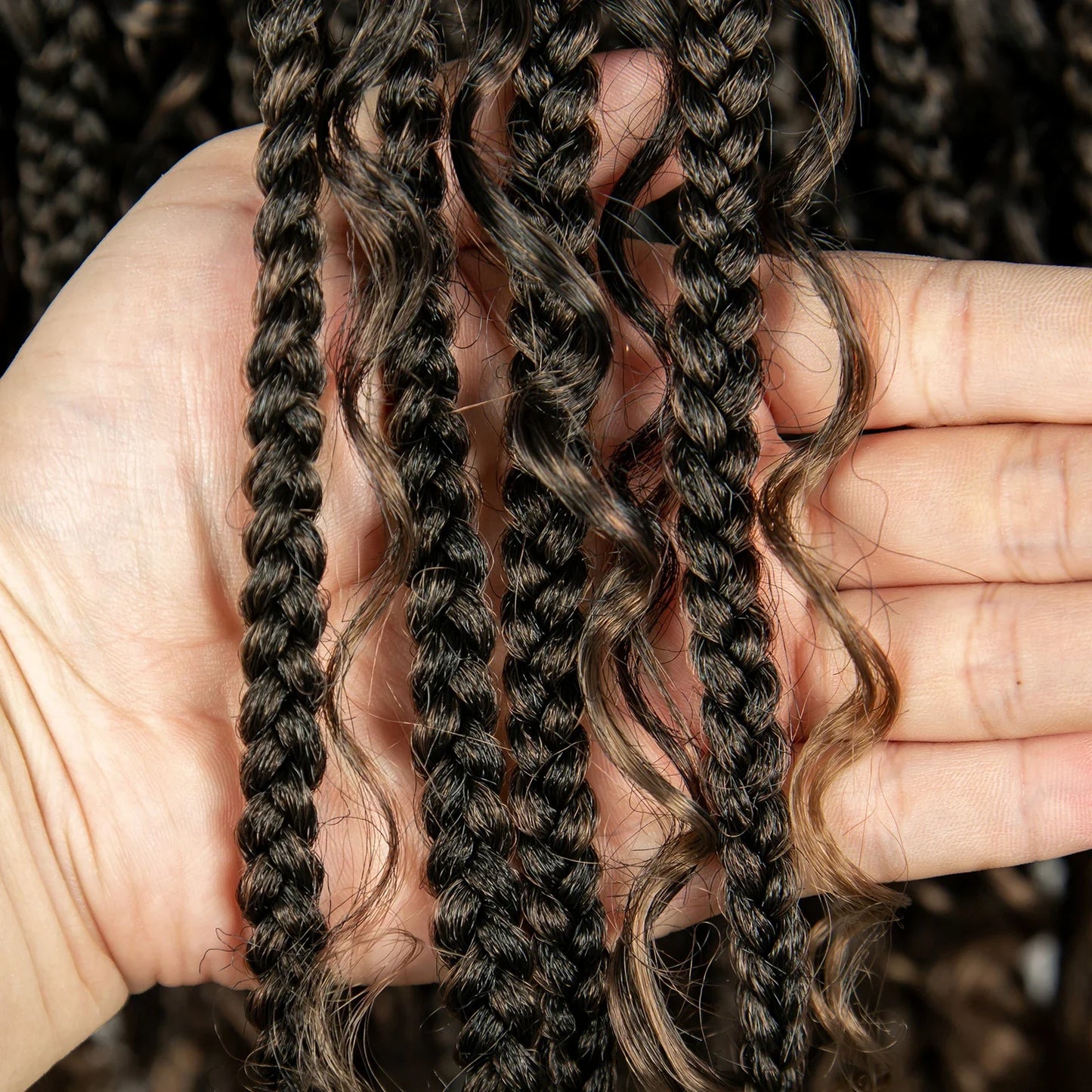 Ombre Knotless Braids Wig | Curly Ends | Full Lace | Baby Hair | Handmade