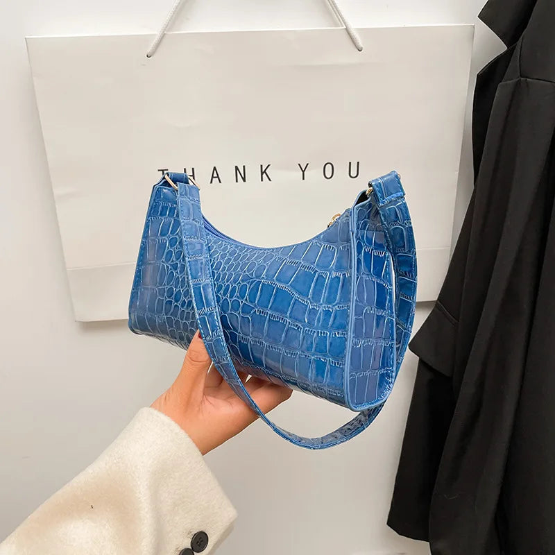 Solid Color PU Leather Women's Underarm Bag | New Luxury Designer Female Casual Shoulder Bag (Tote Clutch Purse & Banquet Handbag)