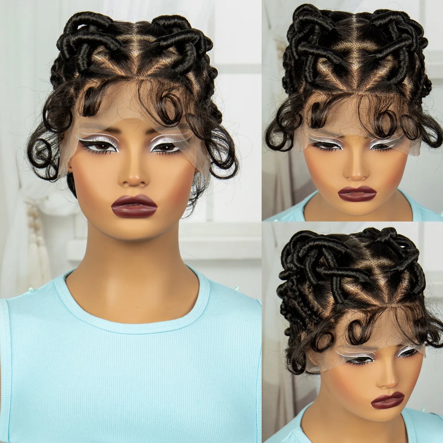 Natural Bantu Knotless Braids Wig | Transparent Full Lace | Baby Hair
