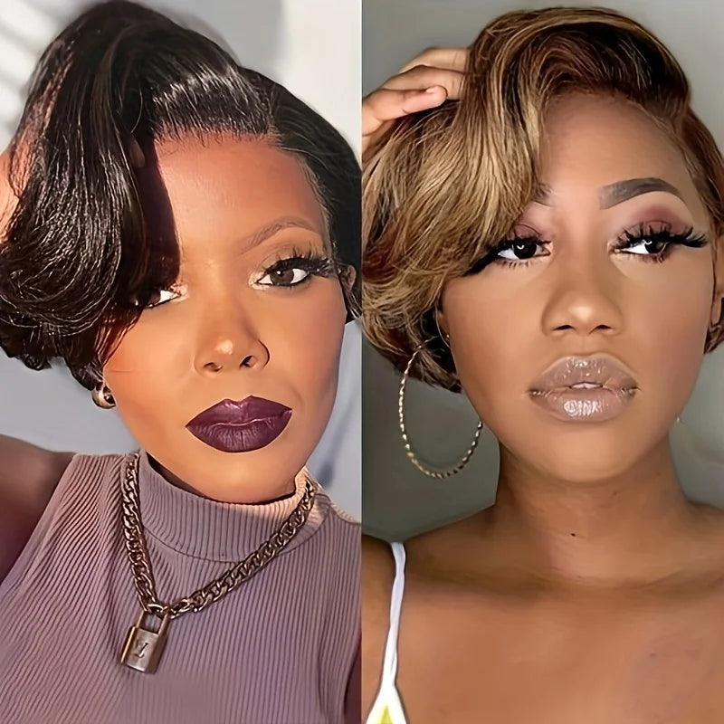 Pixie Cut Bob Human Hair Wig | 180% Density 4x4 HD Lace Closure | Pre-Plucked & Multi-Color Options