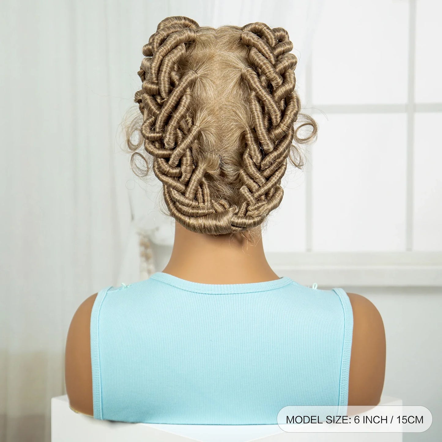 Burgundy Full Lace Synthetic Braided Wig | Knotless Box Braids & Bantu Knots | Lace Front Wig with Baby Hair for Black Women