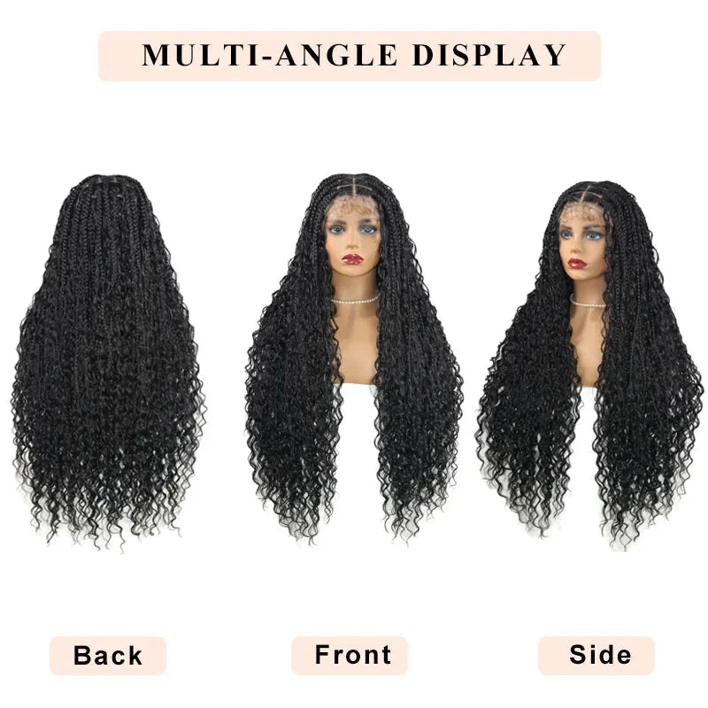 36" Ombre Goddess Locs Braids Wig | 360 Lace Front | Baby Hair | Bohemian Style