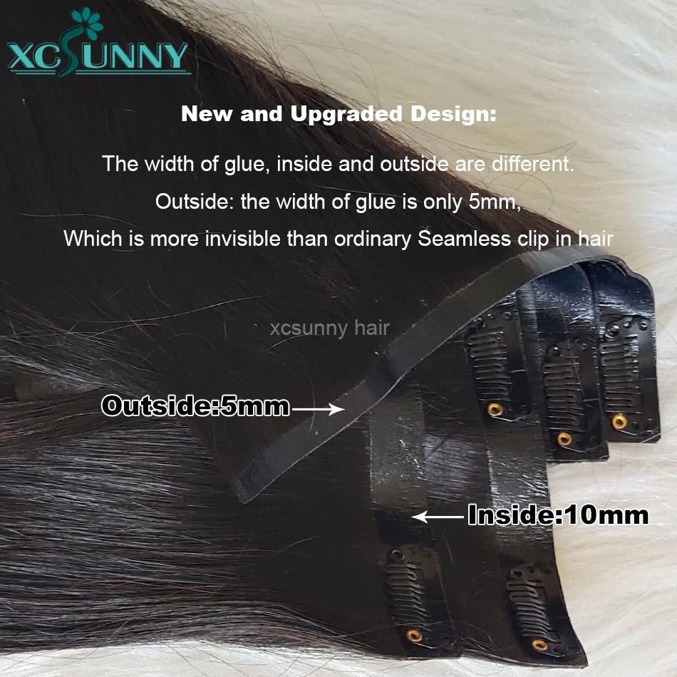 PU Clip In Hair Extensions Yaki Straight Burmese Seamless Clip Ins Human Hair Extensions 120g/200g/240g Clipin Hair For Women