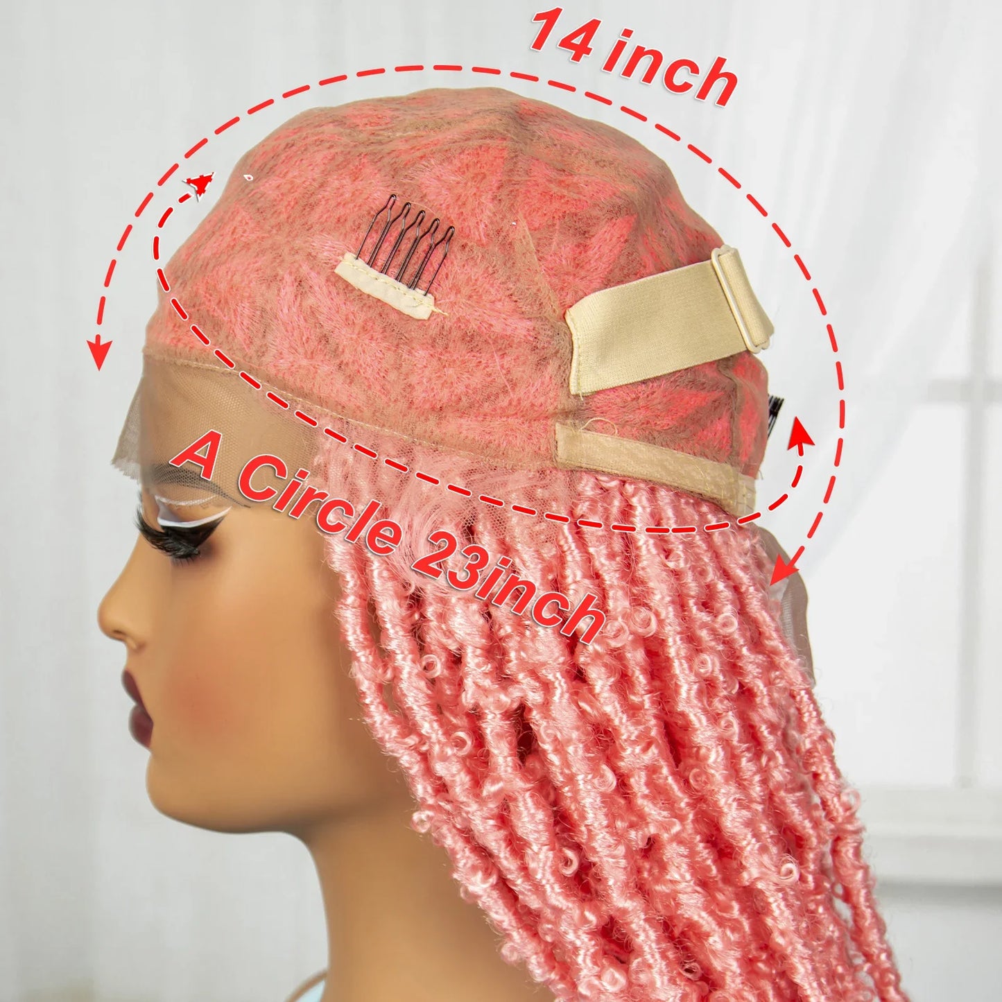 Pink Knotless Braids Wig with Curly Ends | Full Lace | Baby Hair