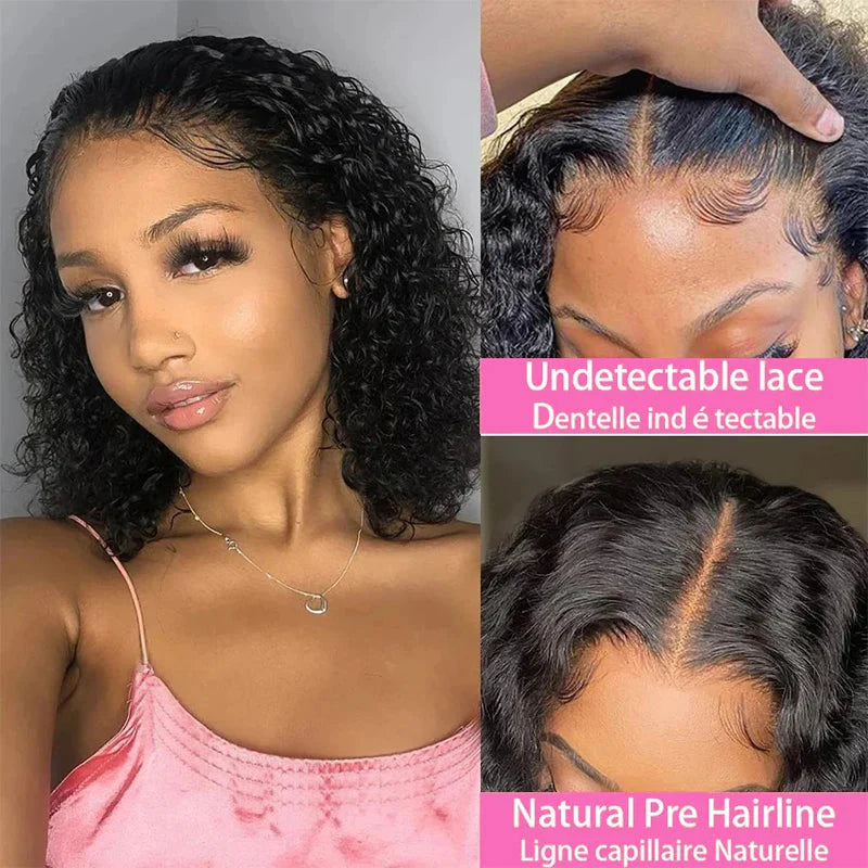 12" Deep Wave Bob Wig | 4x4 Lace Closure Wig | Glueless Virgin Brazilian Human Hair
