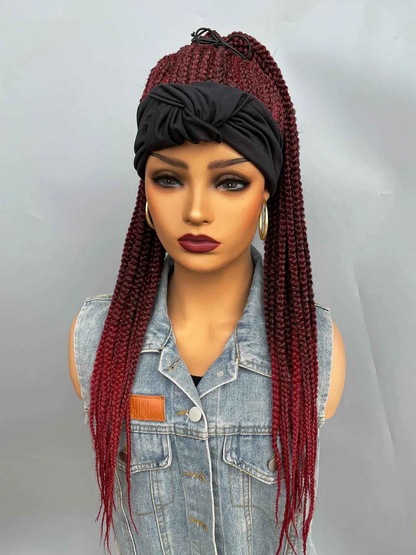 26" Twist Cornrow Headband Wig | Crochet Braids | Long Straight Synthetic
