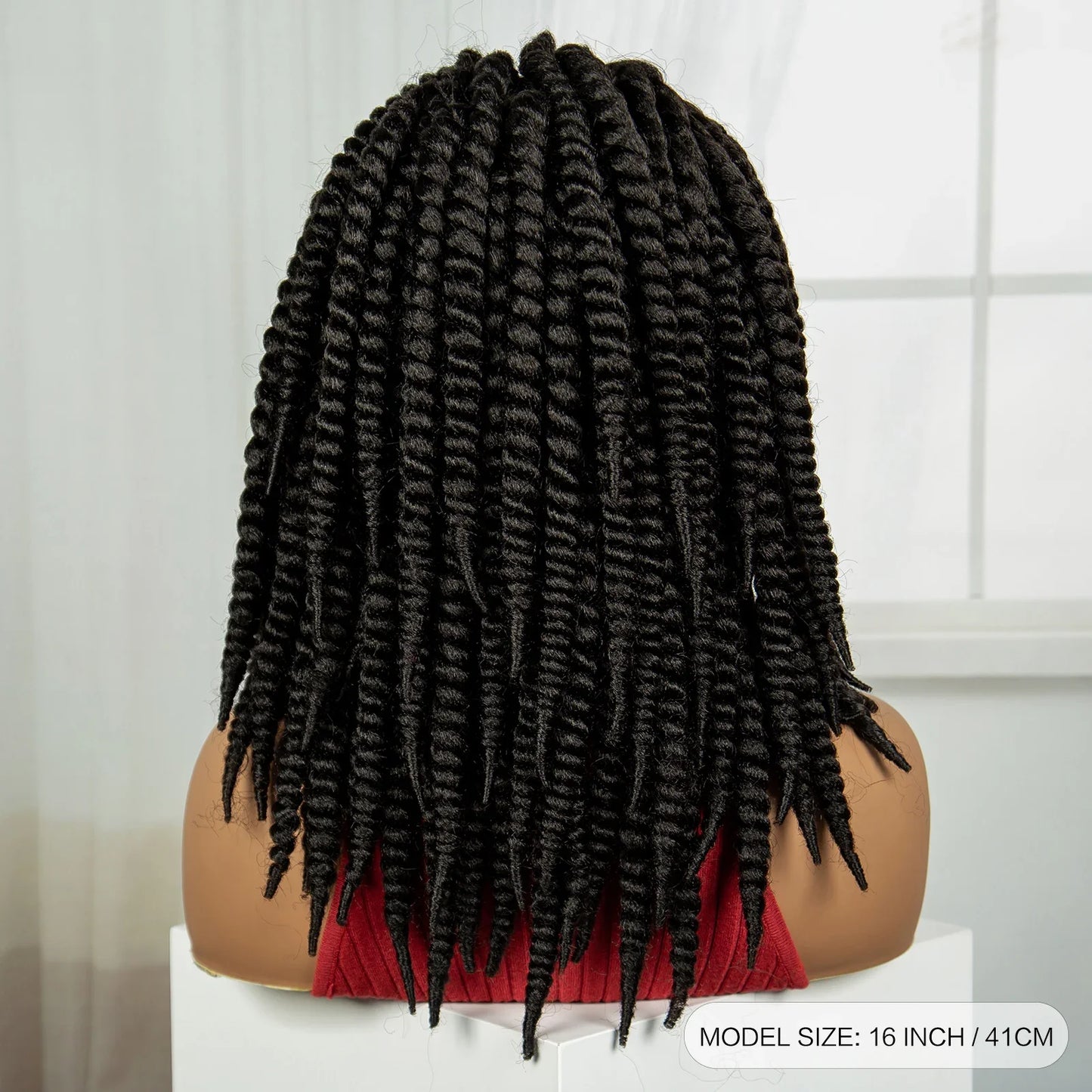 16" Knotless Box Twist Braids Wig | Full Lace | Baby Hair