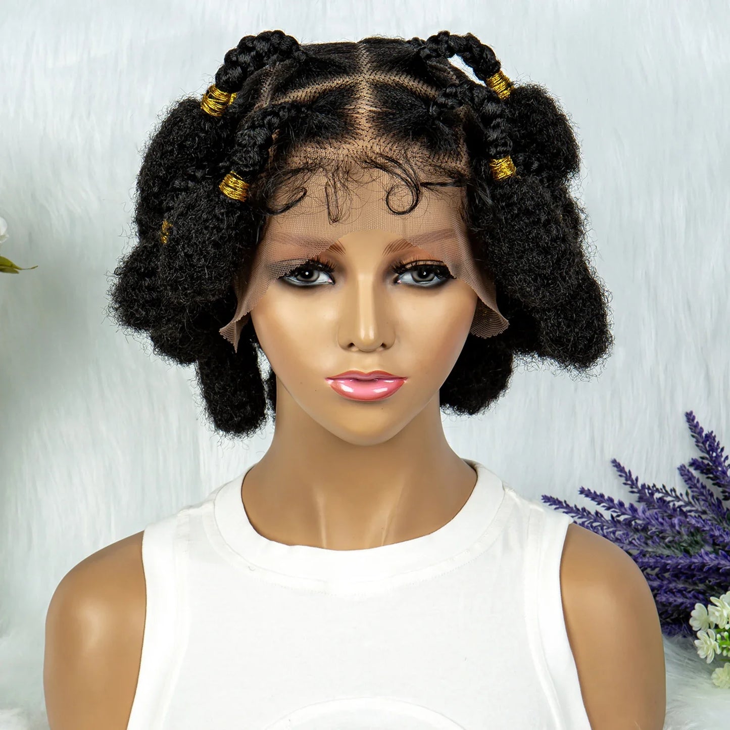 New Style Bantu Knot Knotless Box Braids HD Full Lace Wig | Synthetic Braided Wig for Black Women