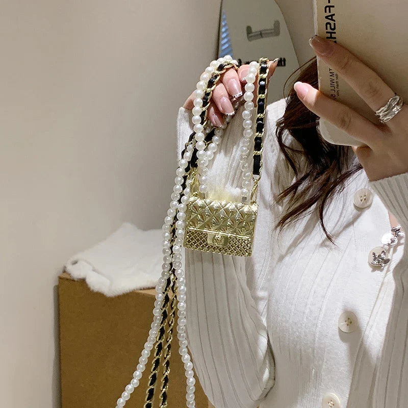 Fashionable Metal Shoulder Bags for Women | High Quality Crossbody Bag & Designer Clothing Accessories (Satchel Cute Mini Diamond Bag)