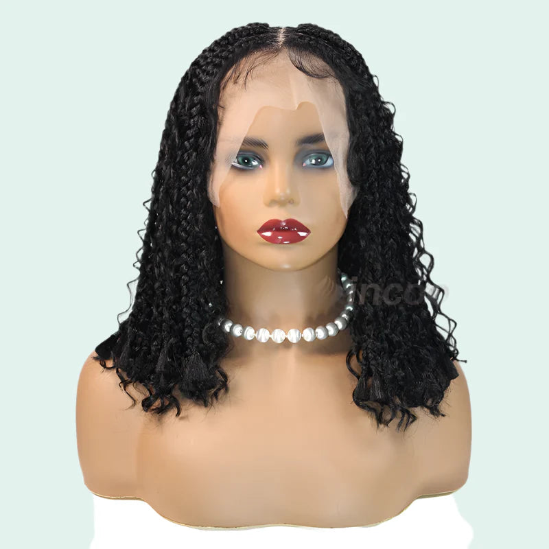 12" Goddess Boho Bob Braids Wig | 360 Lace Frontal | Curly Ends | Ombre & Color Options | Baby Hair