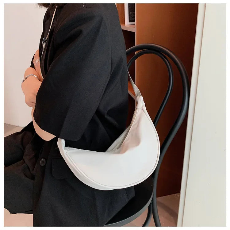 Solid Color Chest Bag for Women | Large Capacity Travel Crossbody & Half Moon Belt Bag (Ladies Daily Street Fanny Pack)