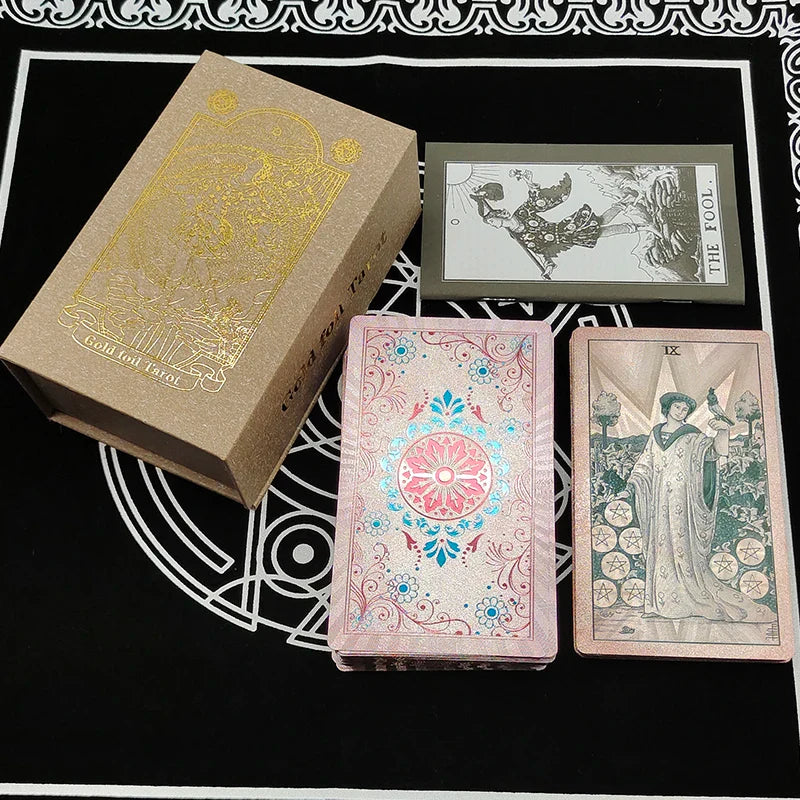 New Version Black Hot Stamping Gold foil Tarot Cards Plastic Rider Oracle Deck For Beginners And Collectors