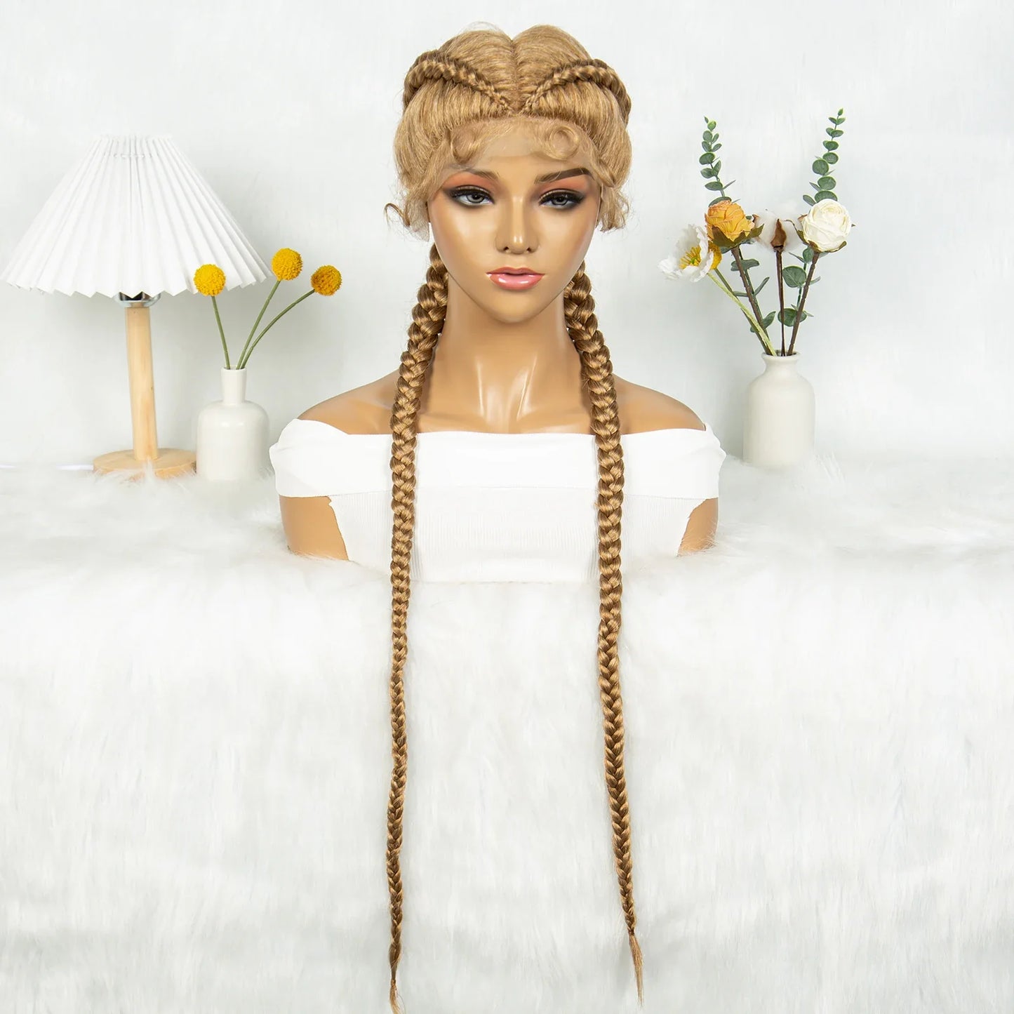 KIMA 32" Cornrow Boxer Braids Lace Front Wig | Twins Dutch Braids with Baby Hair