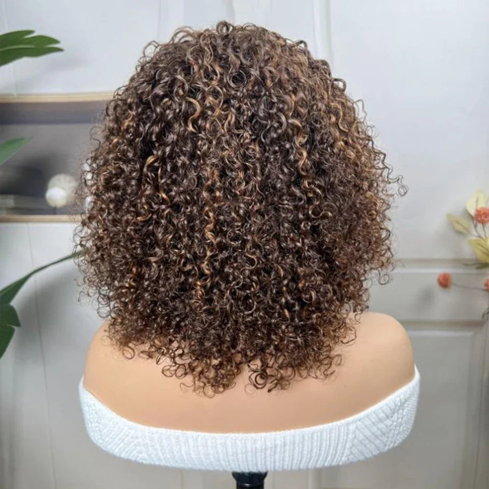 Ombre 99J & Blonde Jerry Curly Bob Wig with Bangs | Glueless "Wear to Go" Human Hair