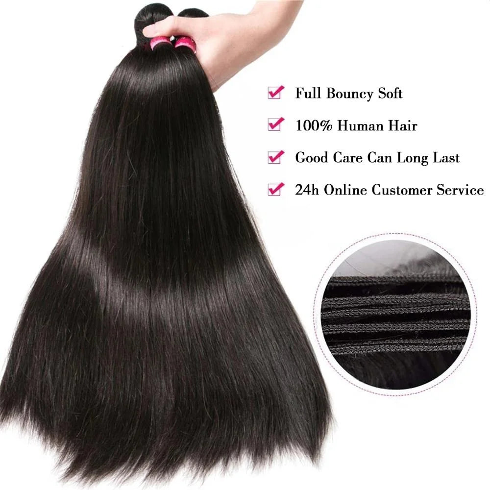 8-32 Inch Bone Straight Brazilian Remy Human Hair Weave Bundles | Natural Color 12A | 1, 3, or 4 Bundles