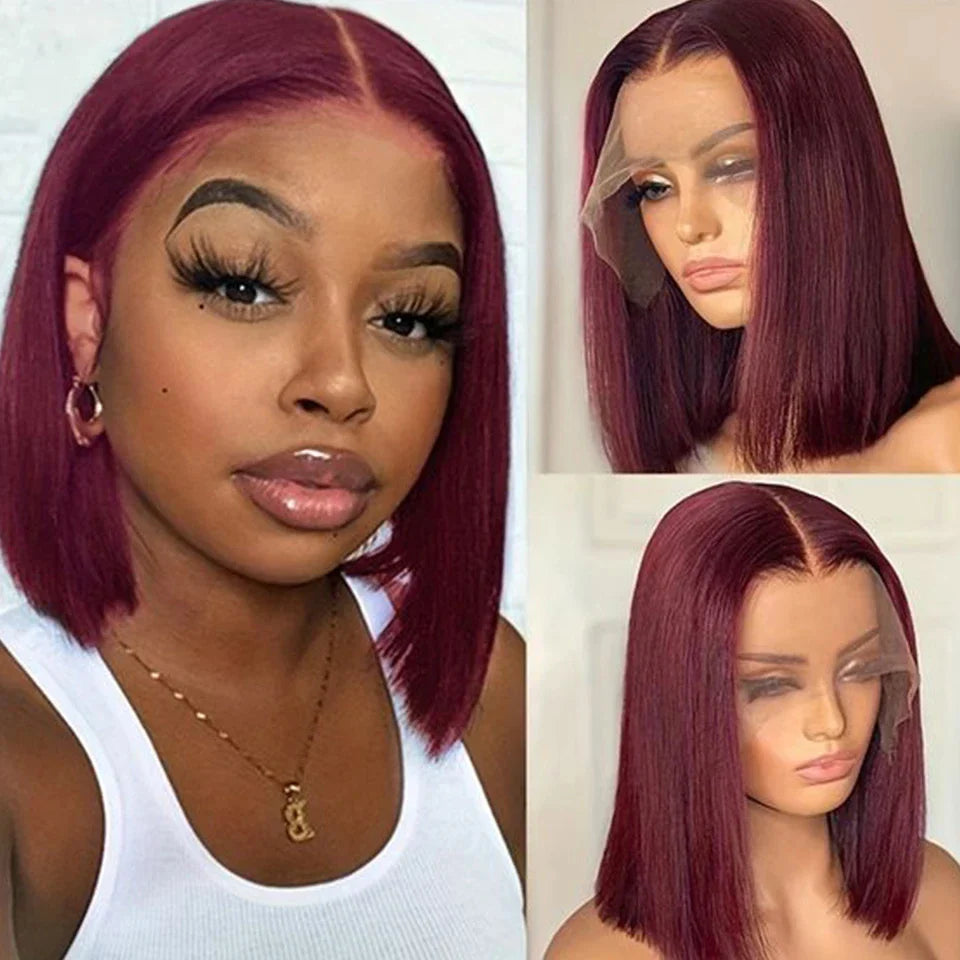 Ombre Orange Blonde Bob Wig | Straight Human Hair Lace Front