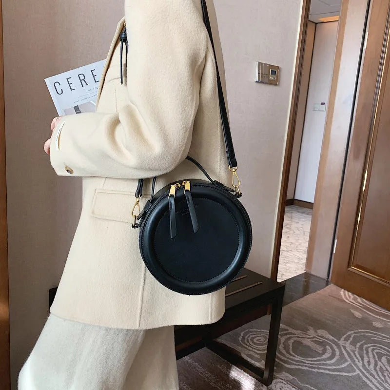 Round Crossbody Bags for Women | High Quality PU Leather Designer Shoulder Bag & Female Clutch Purse (Solid, Soft)