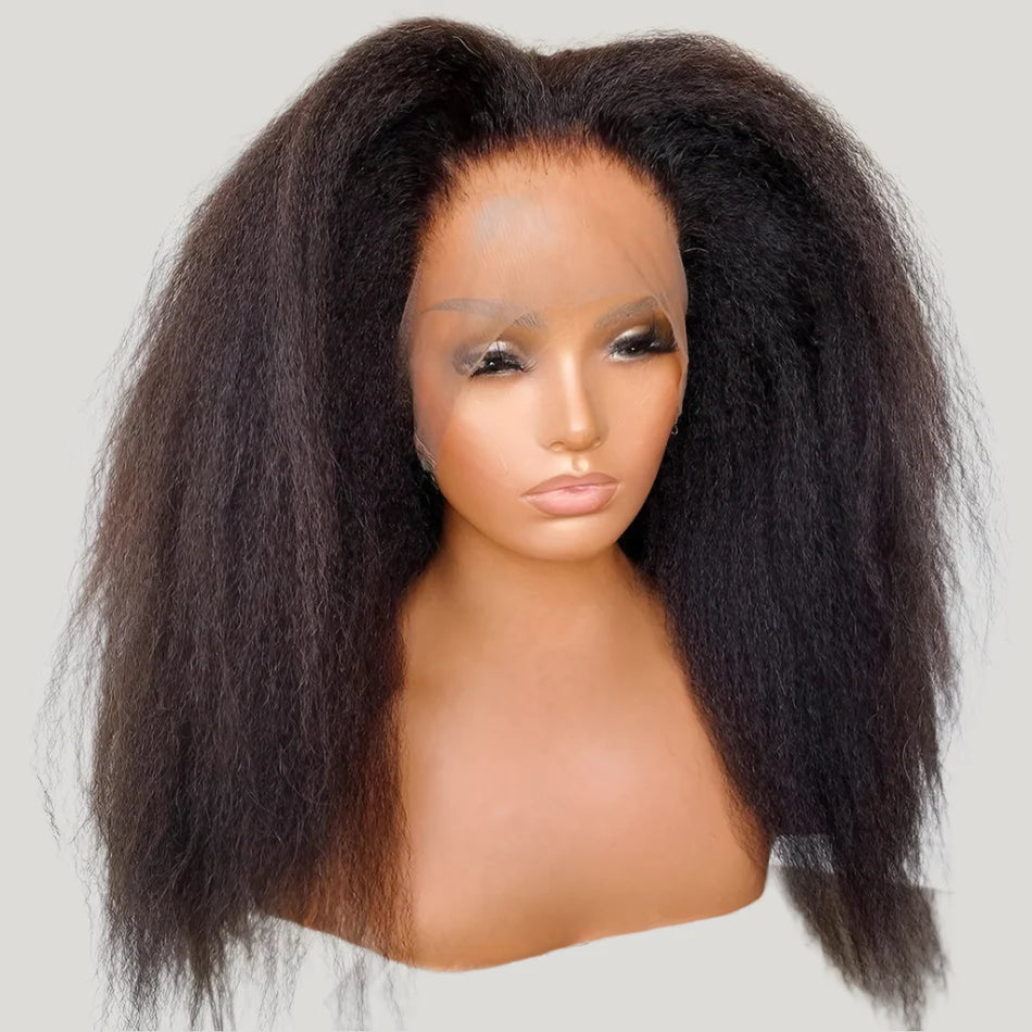 13x4 Kinky Straight Lace Front Wig | Glueless | Brazilian Virgin Hair | Pre-Plucked with Baby Hair