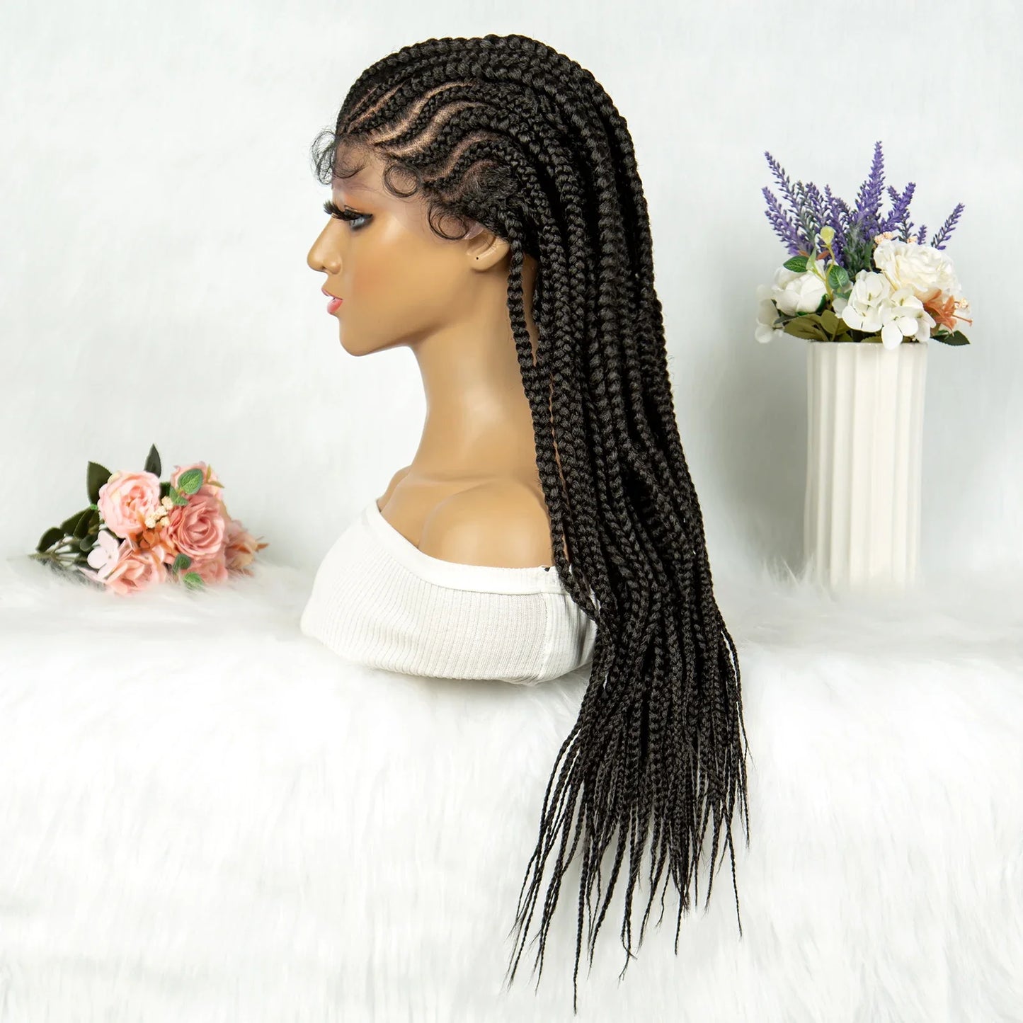 13x6 Lace Front Faux Locs Braided Wig | Crochet Braids | Synthetic Locs | Black Women