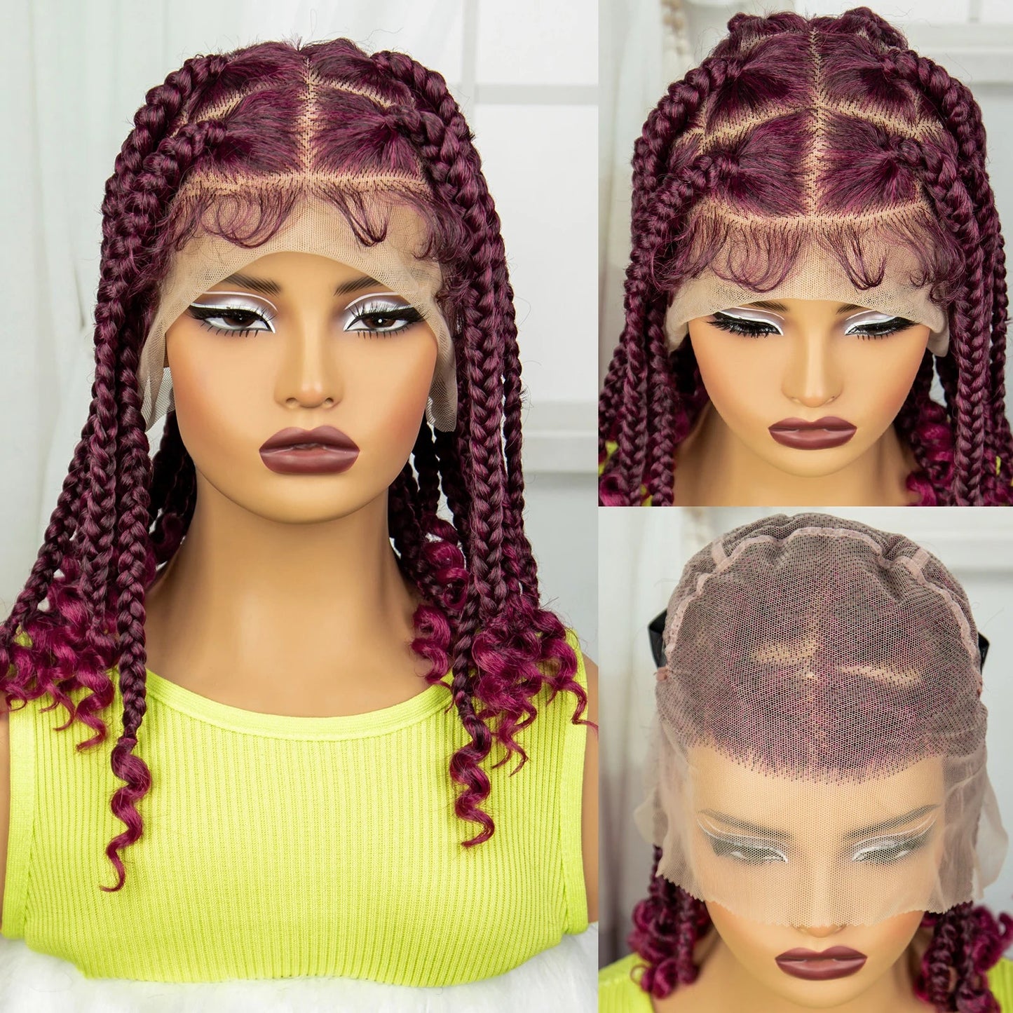 HD Full Lace Knotless Box Braids Wig with Curly Ends | Baby Hair