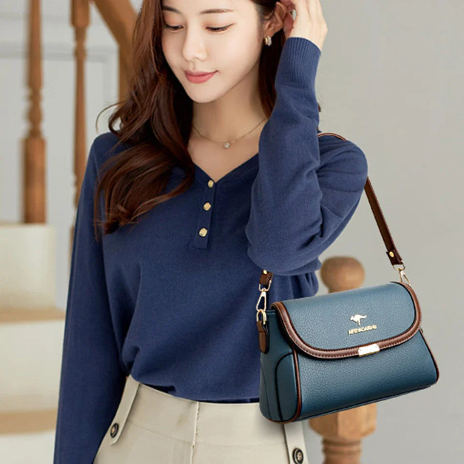 Solid Color High-Quality Leather Small Shoulder Bags | New Messenger Bags with Strap & Designer Crossbody Bag (Sac à Main)