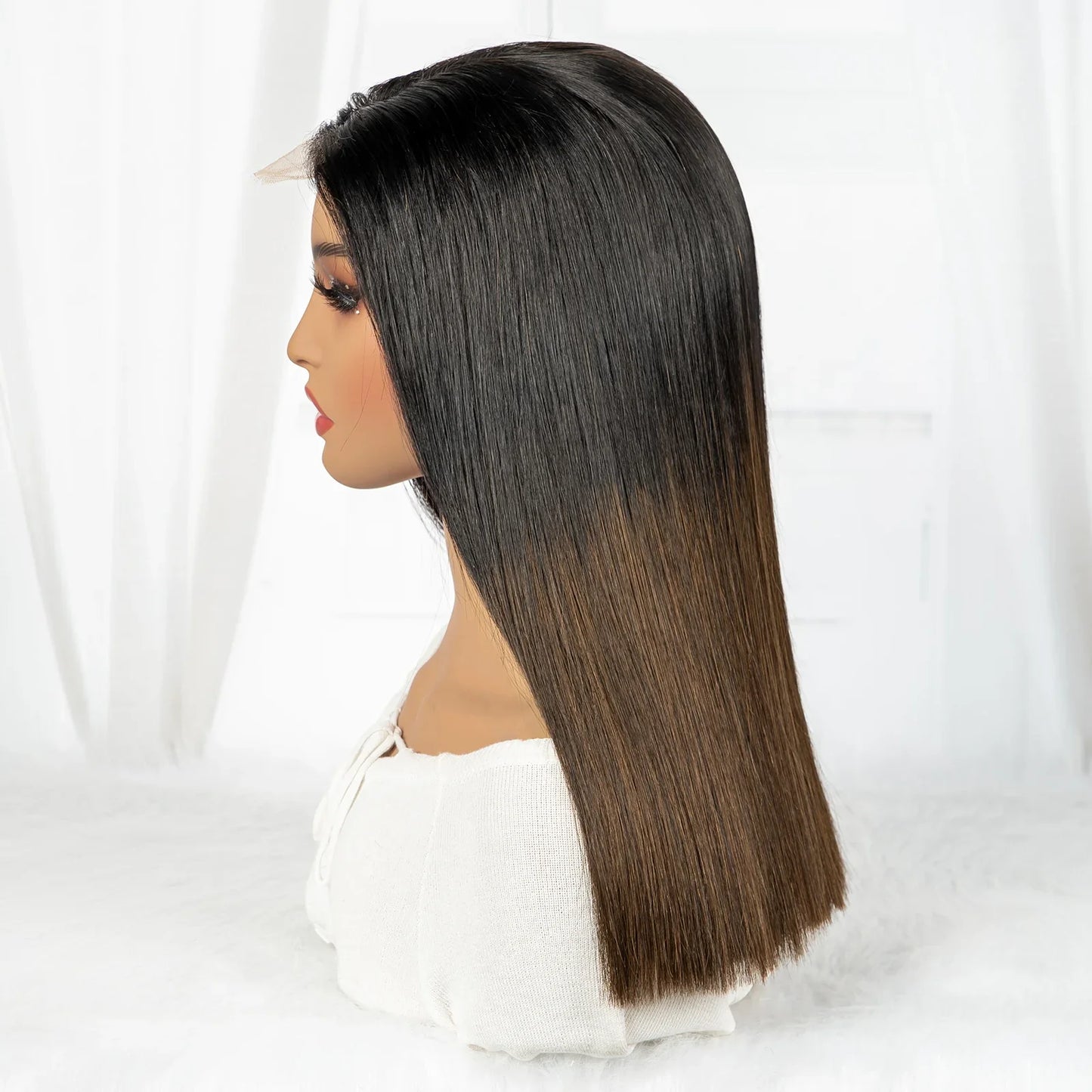 300% Density 1BT4 Brown Bone Straight Wig | 2x6 Real HD Lace Burmese Virgin Human Hair (Double Drawn)