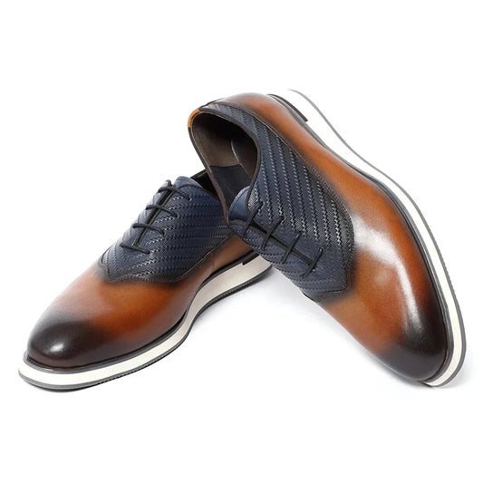 Classic Men's Oxford Casual Sneakers | Genuine Leather Italian Design Lace-Up Dress Shoes (Anti-Slip Sole)