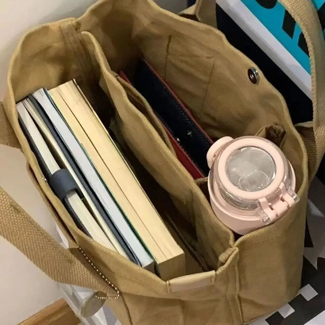 Women's Tote Bag Canvas Sewing Thread | Large Capacity Advanced Sense Handbag & Convenient Practical Female Commuter Bag